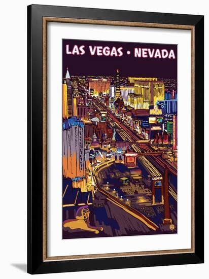 Las Vegas Strip at Night-Lantern Press-Framed Art Print