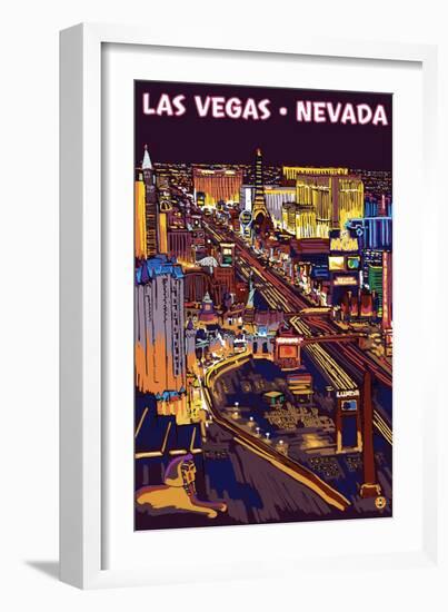 Las Vegas Strip at Night-Lantern Press-Framed Art Print