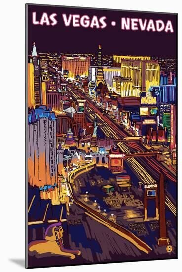 Las Vegas Strip at Night-Lantern Press-Mounted Art Print