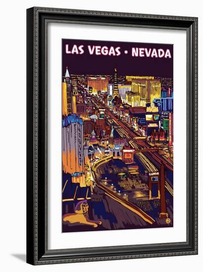 Las Vegas Strip at Night-Lantern Press-Framed Art Print