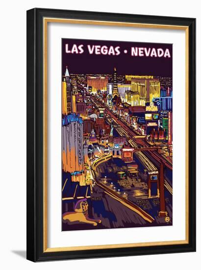 Las Vegas Strip at Night-Lantern Press-Framed Art Print