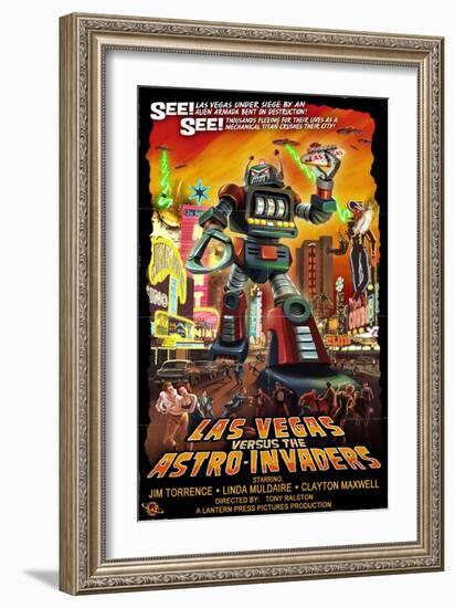 Las Vegas vs. The Astro-Invaders-Lantern Press-Framed Art Print