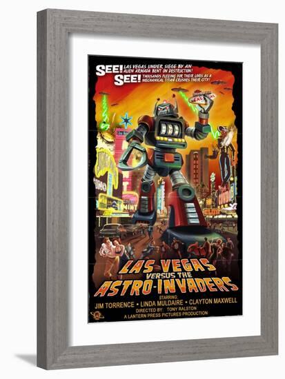 Las Vegas vs. The Astro-Invaders-Lantern Press-Framed Art Print