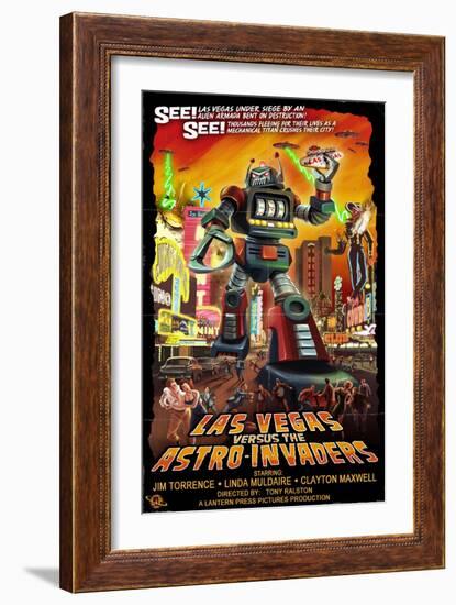 Las Vegas vs. The Astro-Invaders-Lantern Press-Framed Art Print