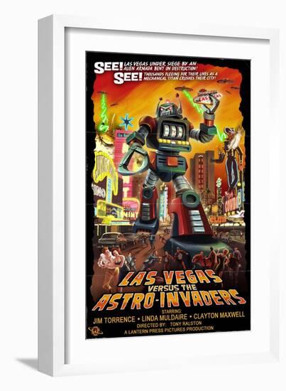 Las Vegas vs. The Astro-Invaders-Lantern Press-Framed Art Print