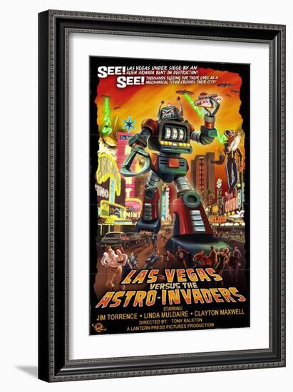 Las Vegas vs. The Astro-Invaders-Lantern Press-Framed Art Print