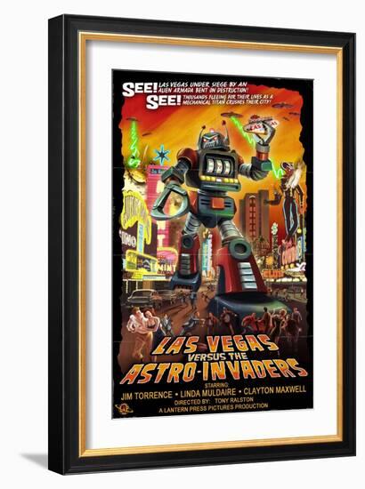 Las Vegas vs. The Astro-Invaders-Lantern Press-Framed Art Print