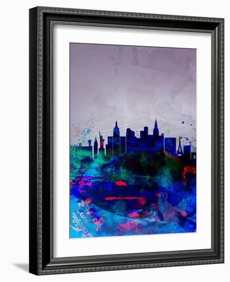 Las Vegas Watercolor Skyline-NaxArt-Framed Art Print