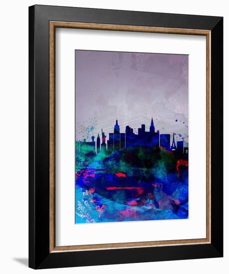 Las Vegas Watercolor Skyline-NaxArt-Framed Art Print