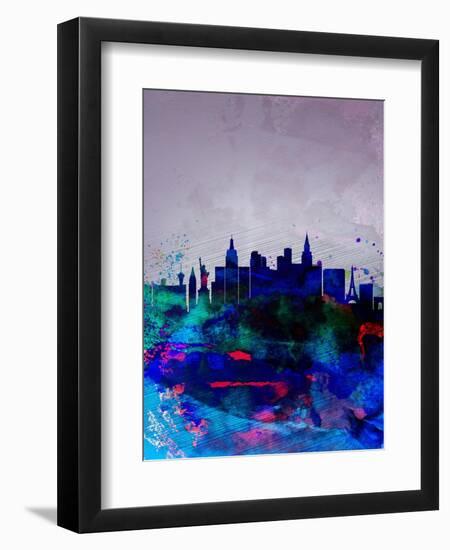 Las Vegas Watercolor Skyline-NaxArt-Framed Art Print