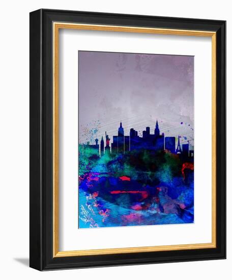 Las Vegas Watercolor Skyline-NaxArt-Framed Art Print
