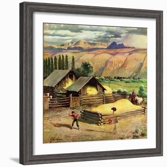 "Lasso Practice", September 18, 1954-John Clymer-Framed Giclee Print