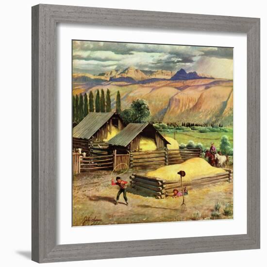 "Lasso Practice", September 18, 1954-John Clymer-Framed Giclee Print