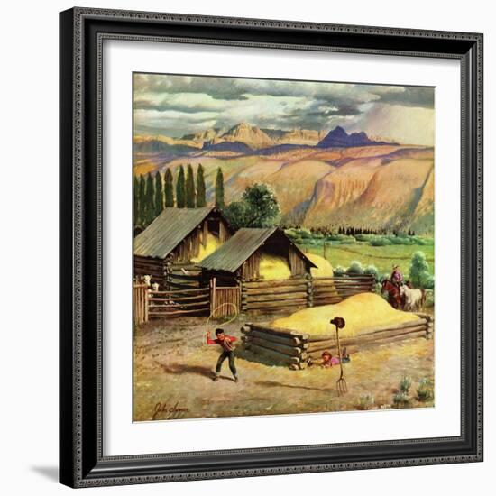 "Lasso Practice", September 18, 1954-John Clymer-Framed Giclee Print