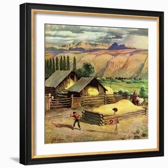 "Lasso Practice", September 18, 1954-John Clymer-Framed Giclee Print