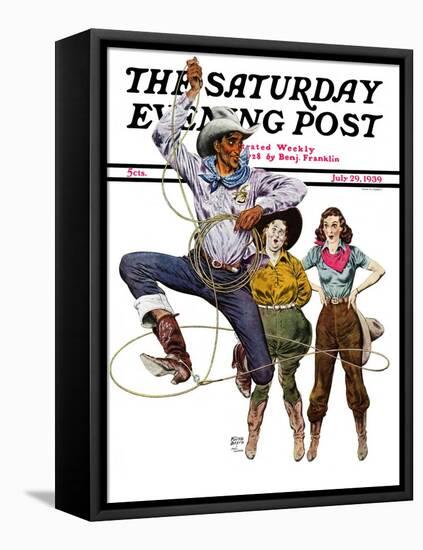 "Lasso Tricks," Saturday Evening Post Cover, July 29, 1939-Floyd Davis-Framed Premier Image Canvas