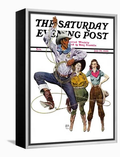 "Lasso Tricks," Saturday Evening Post Cover, July 29, 1939-Floyd Davis-Framed Premier Image Canvas