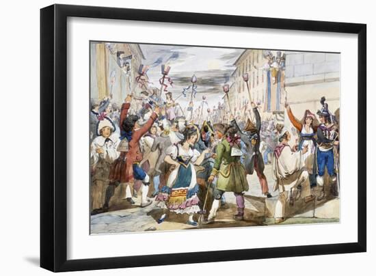Last Day of Carnival in Rome with Moccoletti Candles-Achille Pinelli-Framed Giclee Print