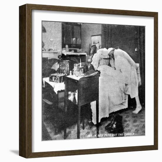 Last in Bed Puts Out the Candle, Late 19th Century-null-Framed Giclee Print