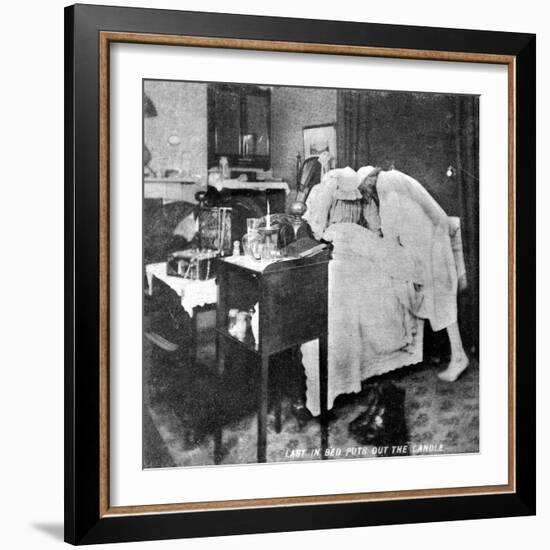 Last in Bed Puts Out the Candle, Late 19th Century-null-Framed Giclee Print