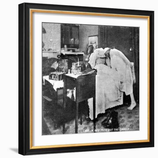 Last in Bed Puts Out the Candle, Late 19th Century-null-Framed Giclee Print