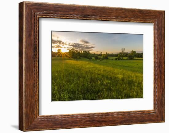 Last Light in a Hay Field in Epping, New Hampshire-Jerry and Marcy Monkman-Framed Photographic Print