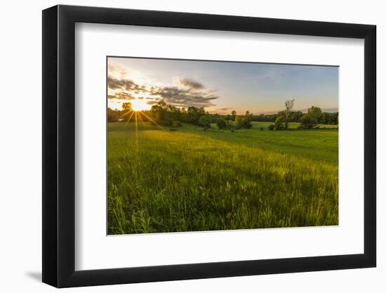 Last Light in a Hay Field in Epping, New Hampshire-Jerry and Marcy Monkman-Framed Photographic Print