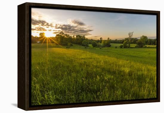 Last Light in a Hay Field in Epping, New Hampshire-Jerry and Marcy Monkman-Framed Premier Image Canvas