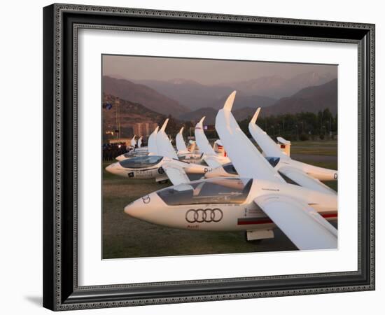 Last Light on Gliders at Fai World Sailplane Grand Prix, Vitacura Airfield, Santiago, Chile-David Wall-Framed Photographic Print