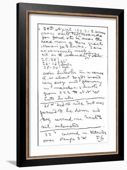 Last Lines Written by Dr. David Livingstone, Illustration from 'The World in the Hands',…-David Livingstone-Framed Giclee Print
