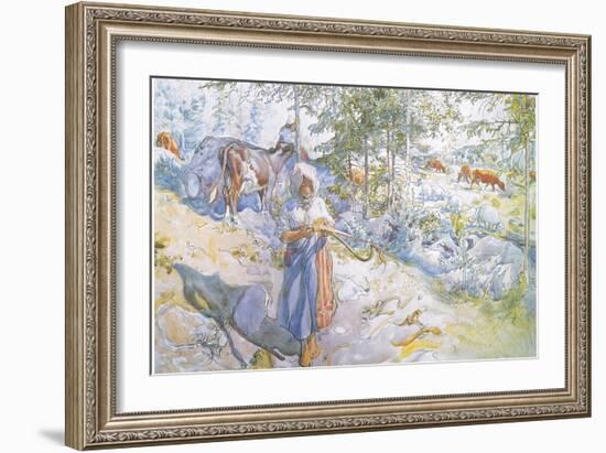 Last of All Came Little Kertsi with a Willow Twig to Drive the Cows-Carl Larsson-Framed Giclee Print