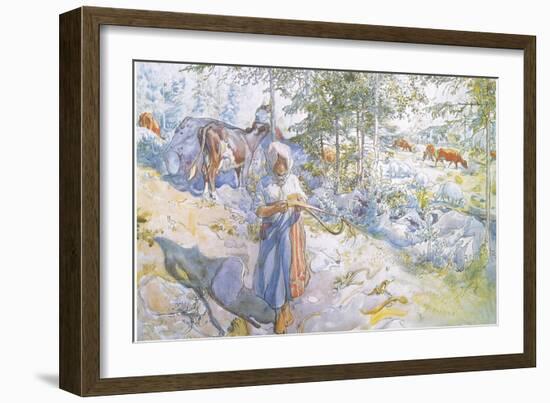 Last of All Came Little Kertsi with a Willow Twig to Drive the Cows-Carl Larsson-Framed Giclee Print