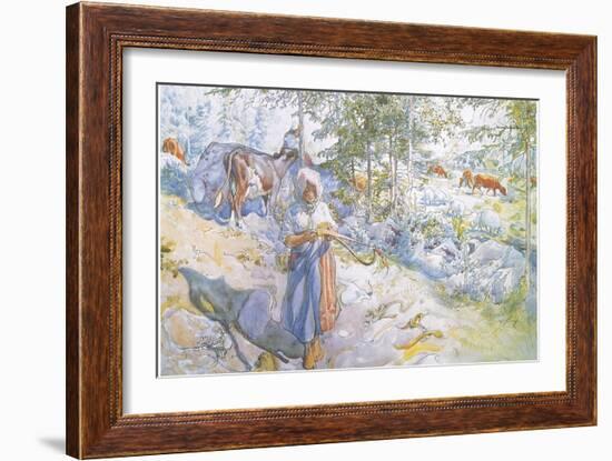 Last of All Came Little Kertsi with a Willow Twig to Drive the Cows-Carl Larsson-Framed Giclee Print