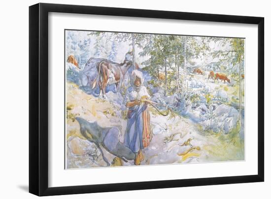 Last of All Came Little Kertsi with a Willow Twig to Drive the Cows-Carl Larsson-Framed Giclee Print