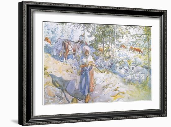 Last of All Came Little Kertsi with a Willow Twig to Drive the Cows-Carl Larsson-Framed Giclee Print