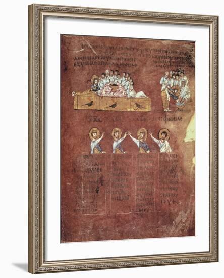 Last Supper and the Washing of Feet, Miniature from the Gospels Called Rossanensis-null-Framed Giclee Print