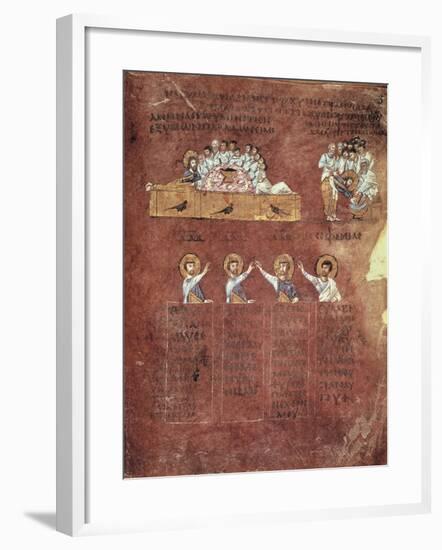 Last Supper and the Washing of Feet, Miniature from the Gospels Called Rossanensis-null-Framed Giclee Print