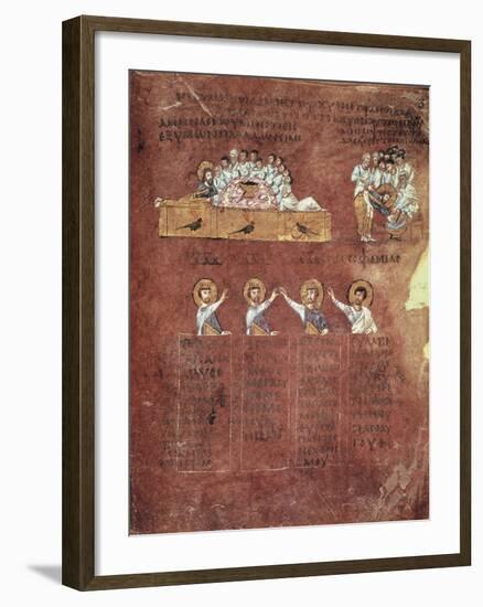 Last Supper and the Washing of Feet, Miniature from the Gospels Called Rossanensis-null-Framed Giclee Print