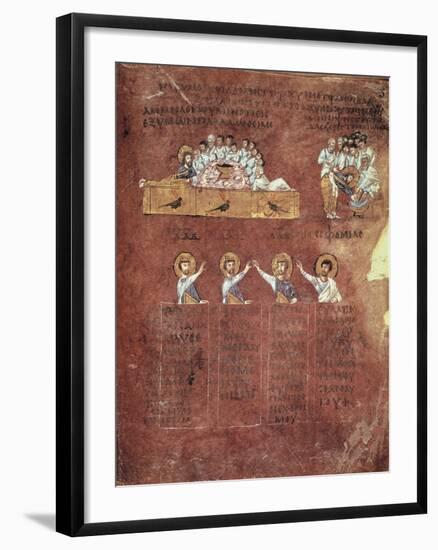 Last Supper and the Washing of Feet, Miniature from the Gospels Called Rossanensis-null-Framed Giclee Print