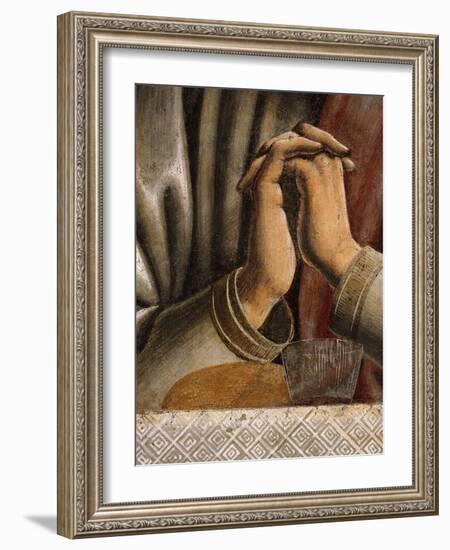 Last Supper Detail of Bread and Wine by Hands of Apostle Bartholomew, Fresco C.1444-50-Andrea Del Castagno-Framed Giclee Print