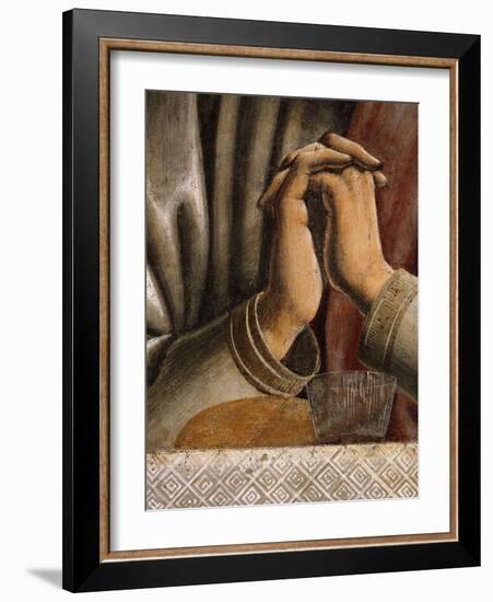 Last Supper Detail of Bread and Wine by Hands of Apostle Bartholomew, Fresco C.1444-50-Andrea Del Castagno-Framed Giclee Print