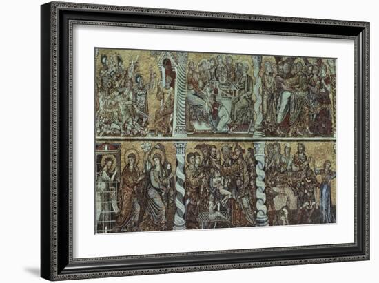 Last Supper, Mosaic Detail from Octagonally-Segmented Central Dome, 1270-1300-null-Framed Giclee Print