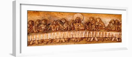 Last supper sculptures carving on wall, Vigan, Ilocos Sur, Philippines-null-Framed Photographic Print