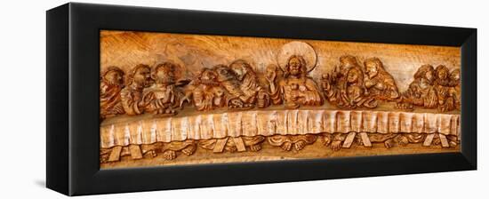 Last supper sculptures carving on wall, Vigan, Ilocos Sur, Philippines-null-Framed Premier Image Canvas