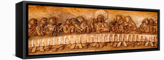 Last supper sculptures carving on wall, Vigan, Ilocos Sur, Philippines-null-Framed Premier Image Canvas