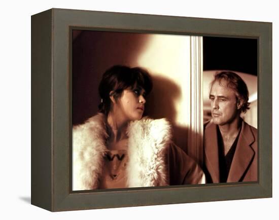 LAST TANGO IN PARIS, 1972 directed by BERNADO BERTOLUCCI Maria Schneider and Marlon Brando (photo)-null-Framed Stretched Canvas