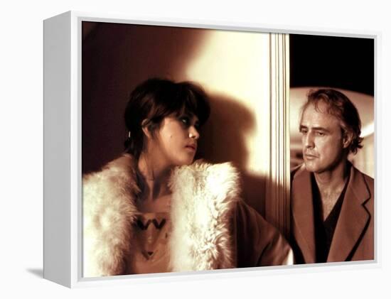 LAST TANGO IN PARIS, 1972 directed by BERNADO BERTOLUCCI Maria Schneider and Marlon Brando (photo)-null-Framed Stretched Canvas