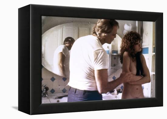 LAST TANGO IN PARIS, 1972 directed by BERNADO BERTOLUCCI Marlon Brando and Maria Schneider (photo)-null-Framed Stretched Canvas