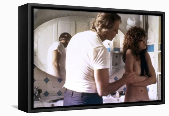 LAST TANGO IN PARIS, 1972 directed by BERNADO BERTOLUCCI Marlon Brando and Maria Schneider (photo)-null-Framed Stretched Canvas