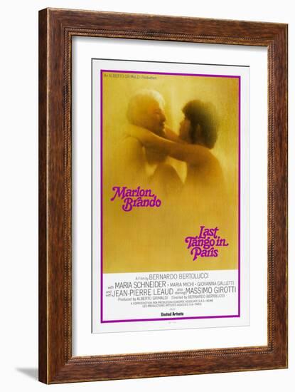 Last Tango in Paris, Marlon Brando, Maria Schneider, US poster, 1972-null-Framed Art Print